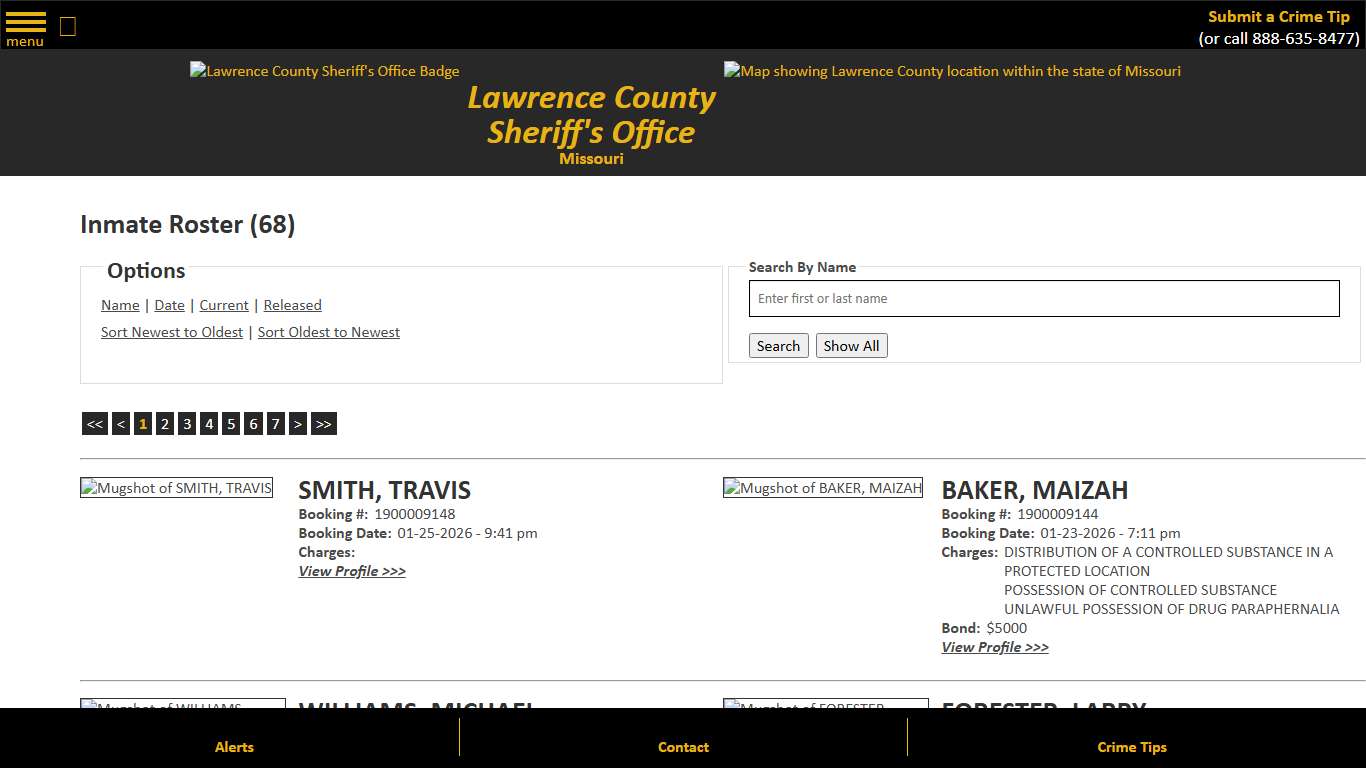 Inmate Roster - Current Inmates Booking Date Descending - Lawrence County Sheriff MO